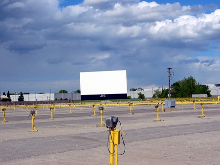 Ford-Wyoming Drive In Dearborn - Screen And Speakers - Photo From Water Winter Wonderland